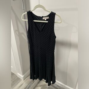 Loft black with white polkadots dress size 2
